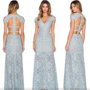 Elegant Blue Lace Evening Dress